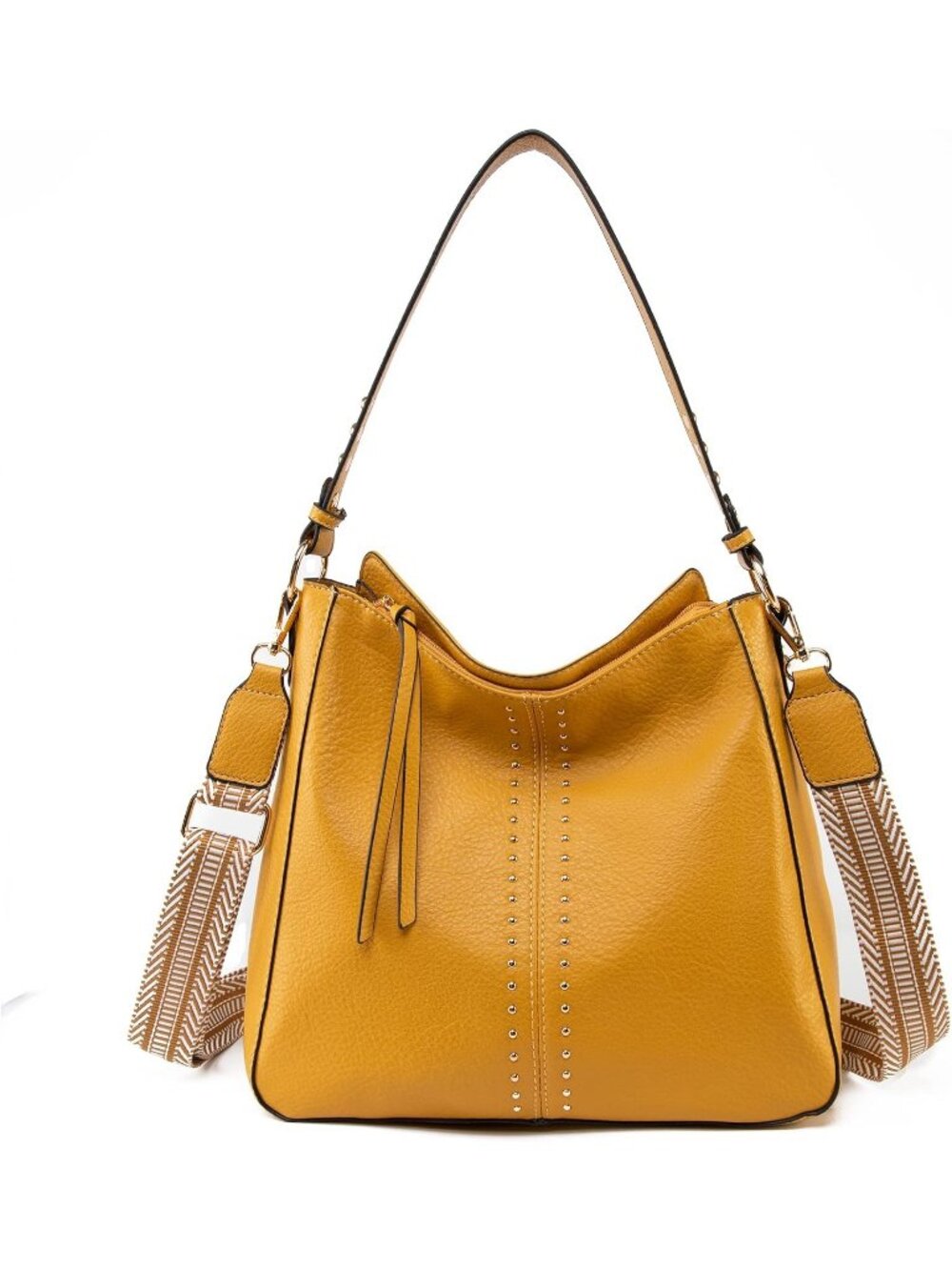 Women's Yellow Strap Brown Leather Crossbody Leather Purse Ladies Shoulder Bag